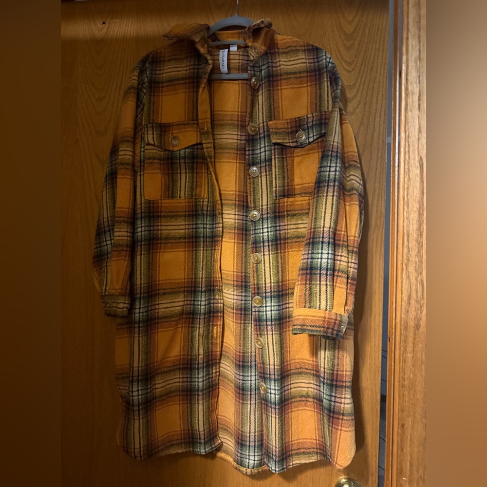 Plaid Long Sleeve Shirt Dress- MEDIUM - Picture 1 of 5